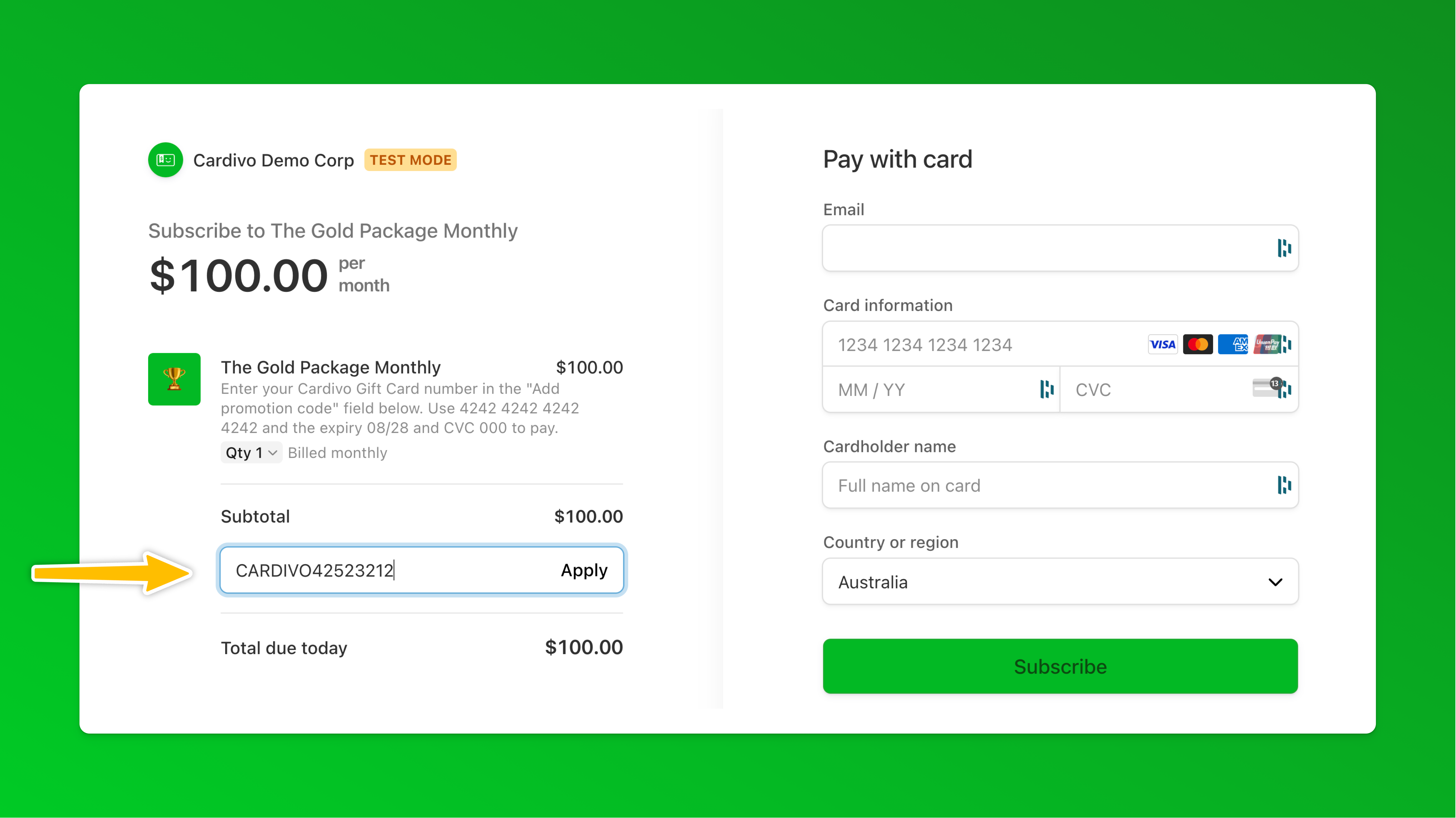 stripe-subscription-checkout-gift-card-redemption-cardivo